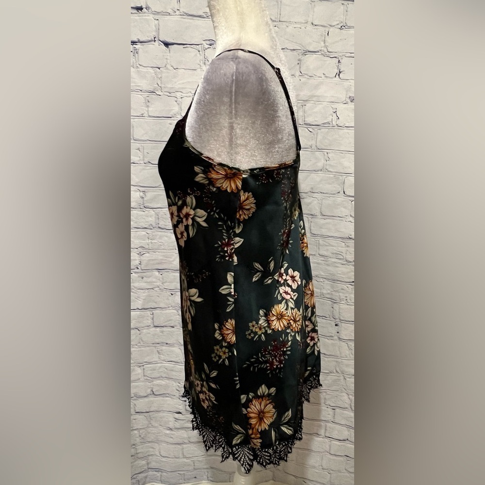 INC International Concepts Silky Chemise Gown Teddy Green Floral Size XS - Picture 5 of 9